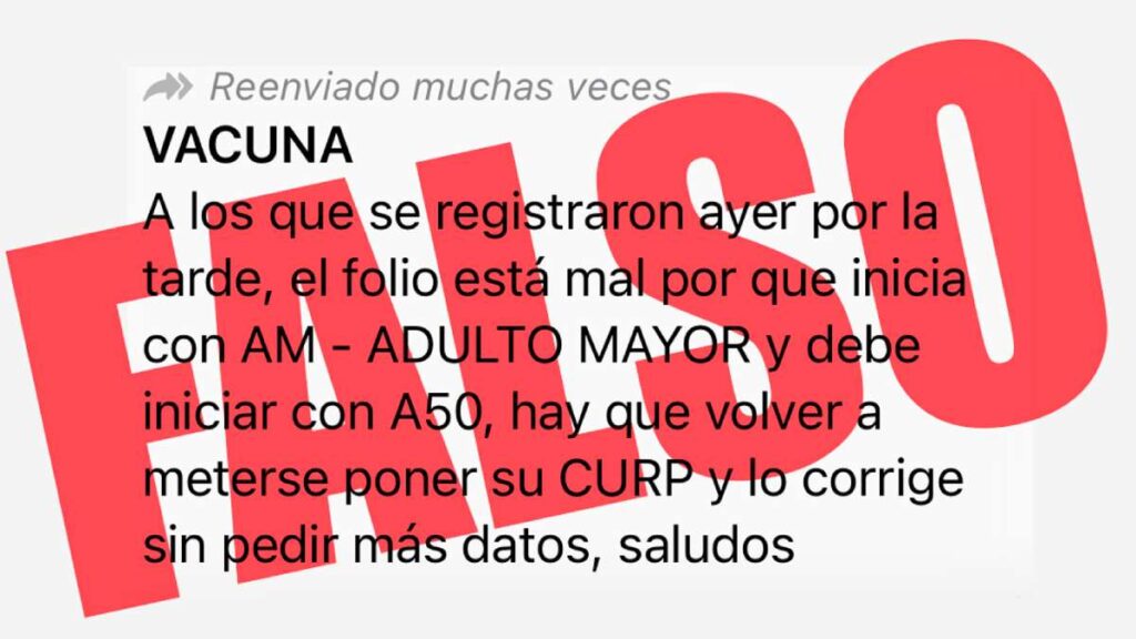 Advierte Salud por este mensaje falso sobre registro de vacunación