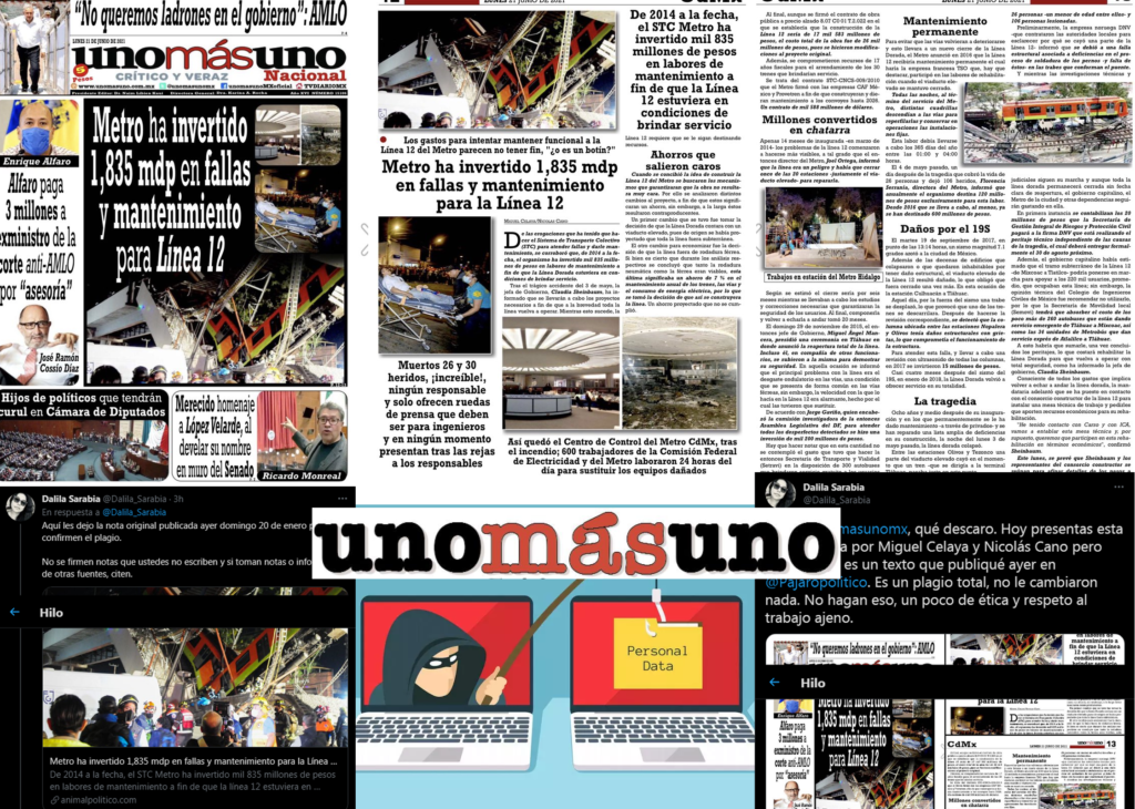 ‘UNO MÁS UNO’ PLAGIA TRABAJO DE OTROS PERIODISTAS