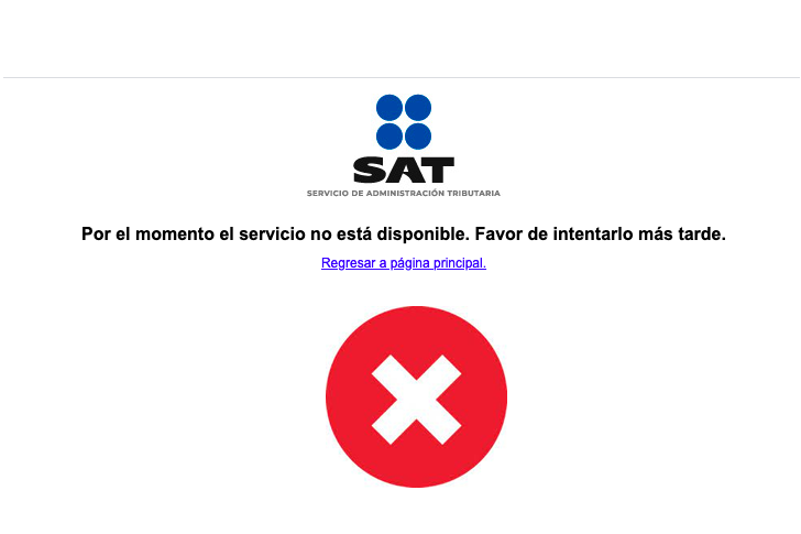 SAT presenta fallas en su plataforma