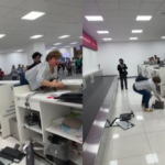Mujer enfurece y rompe equipo de cómputo en AICM; policías la detienen: VIDEO