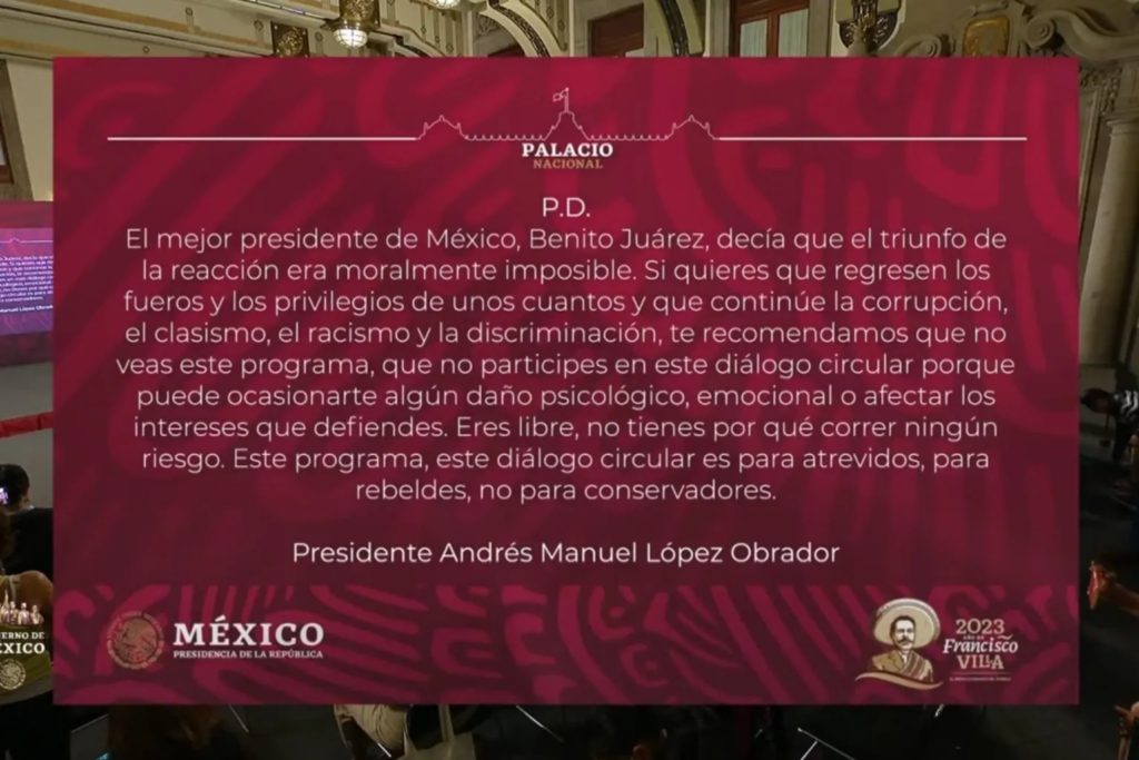 AMLO desafía al INE y muestra posdata por segundo día consecutivo