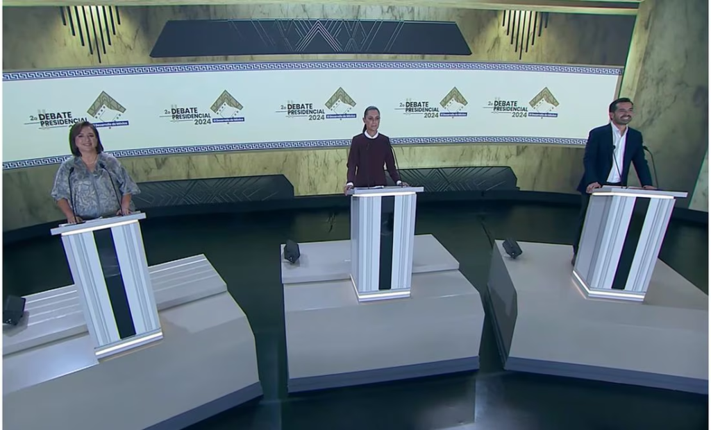 Tercer debate presidencial sin discusión «cara a cara»; INE remueve segmento de réplica entre Sheinbaum, Gálvez y Máynez