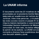 UNAM toma distancia de análisis de reformas de AMLO de Instituto de Jurídicas; adelanta que convocará a otros foros