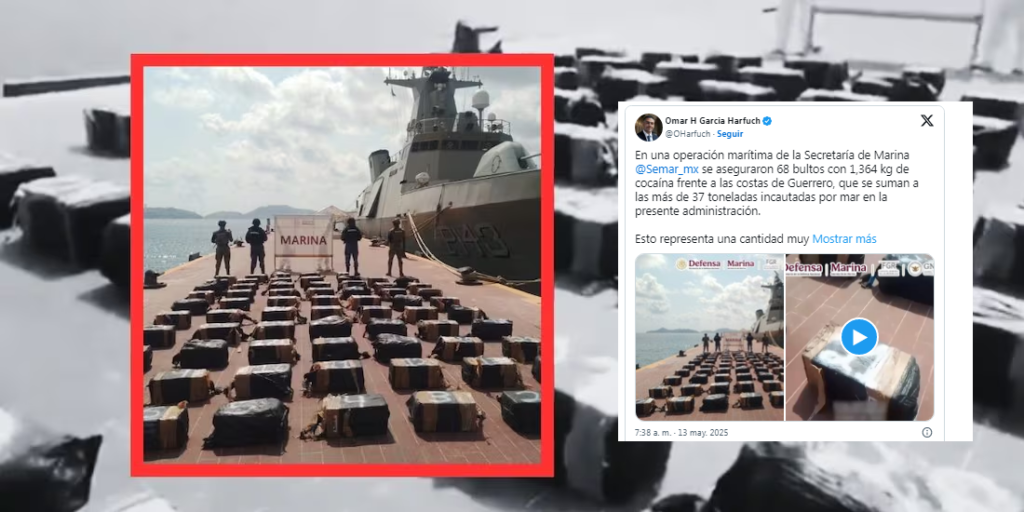 Aseguran más de una tonelada de cocaína frente a costas de Guerrero, tras operativo de SSPC