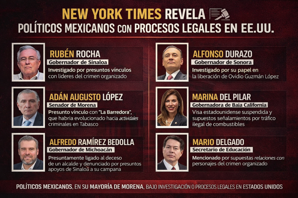 New York Times revela lista de políticos mexicanos con procesos legales en Estados Unidos